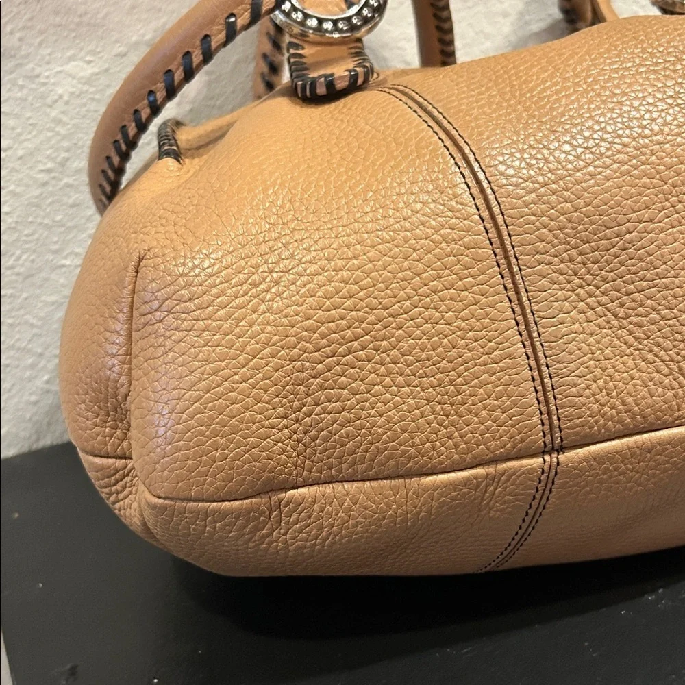 Brighton Tan Leather Shoulder Bag with Heart Charm